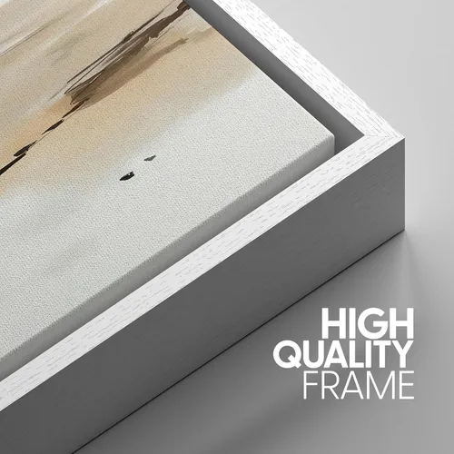 Miniatura 681 de SIGNWIN Lienzo enmarcado para pared, arte con pinceladas de flujo neutro en tonos beige abstractos, ilustraciones, arte moderno, decorativo