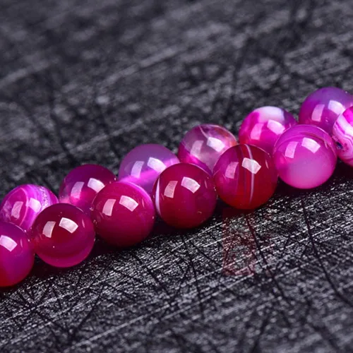 Miniatura 6 de 47 cuentas de cristal natural de 0.315 pulgadas (0.315 in) con rayas de ónix y ágatas, cuentas redondas sueltas para curación de pulseras, collares