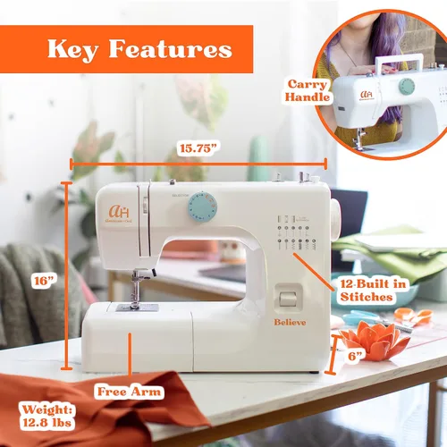 Miniatura 3 de La máquina de coser Believe para principiantes de American Home hace que coser para principiantes sea fácil en máquina de coser pequeña portátil