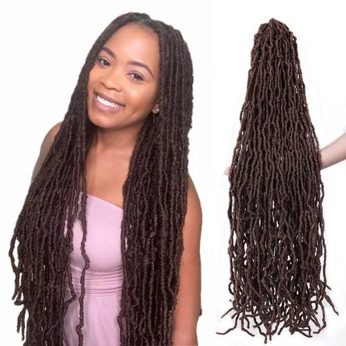 Miniatura 22 de 36 pulgadas, 7 paquetes de rastas suaves de ganchillo de cabello entero, no extendidas, largas y largas, trenzas de pelo sintético preenrolladas, 1b