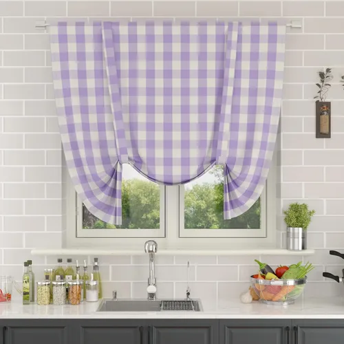 Miniatura 242 de Cenefas de cortina para ventana de 16 pulgadas de largo, 2 paneles de cuadros búfalo, cortinas pequeñas con bolsillo para barra, estilo clásico