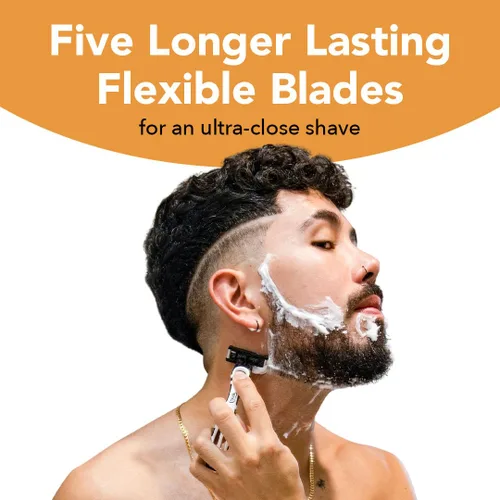Miniatura 3 de BIC Flex 5 - Maquinilla de afeitar desechable para hombres, rasuradora de piel sensible para un afeitado suave, cómodo y cerrado, juego de 4 piezas