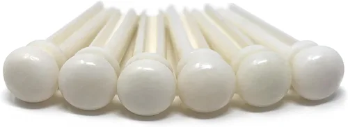 Miniatura 12 de Pasadores de puente de hueso ranurado Crosby Pure Bone con incrustación de punto de abulón para guitarra acústica de 6 y 12 cuerdas