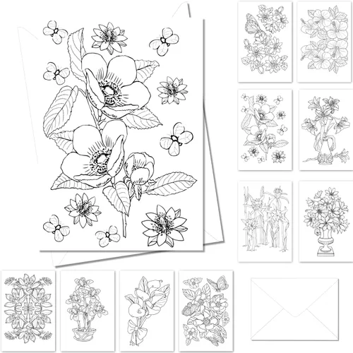 Miniatura 11 de Art Eclect Tarjetas para colorear para adultos, tarjetas de felicitación de mariposa para colorear para cumpleaños, aniversario, agradecimiento