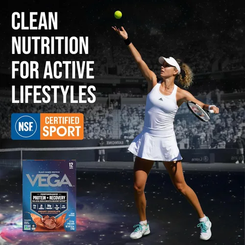 Miniatura 7 de Vega Protein + Recovery - 30 g de proteína vegetal por porción, chocolate, 12 sobres de 1.6 oz, 5 g de BCAA, probióticos, certificado NSF
