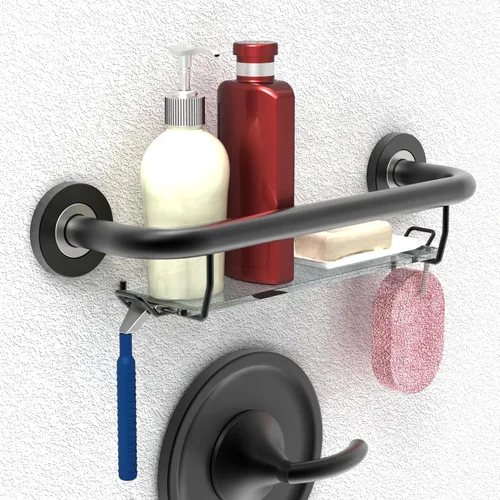 Miniatura 11 de Barra de seguridad para baño, ducha e inodoro para personas mayores y discapacitados, mango de asistencia de equilibrio de ayuda de movilidad, acero