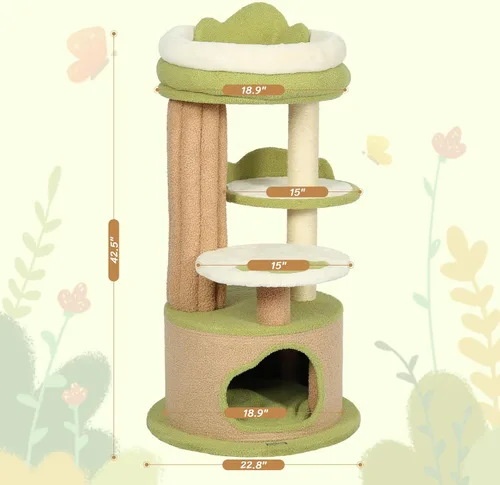 Miniatura 3 de Árbol para gatos de 42.5 pulgadas de alto, torre de poste rascador para gatos, muebles modernos para gatos para espacios pequeños, perfecto para tu