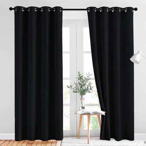 NICETOWN Cortinas opacas para dormitorio de 84 pulgadas de largo, cortinas reductoras de luz, con aislamiento térmico y ojales sólidos, para sala de