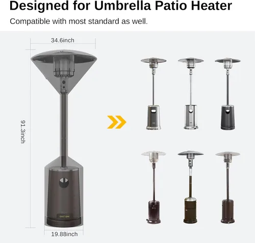 Miniatura 2 de EAST OAK Cubierta de calentador de patio como accesorio para calentador de patio al aire libre, tela Oxford 300D, cremallera, impermeable, a prueba