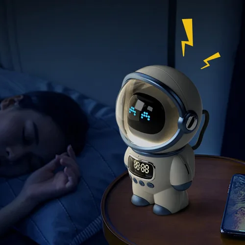Miniatura 3 de Garosa Reloj despertador, inteligente con luz nocturna, reloj digital para entusiastas del espacio, color blanco