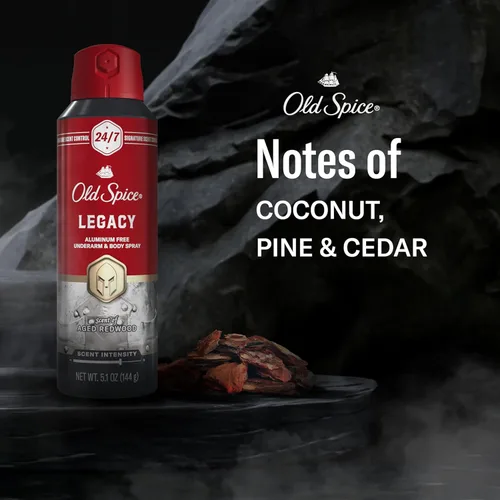 Miniatura 4 de Old Spice Spray corporal sin aluminio para hombres, aroma distintivo 24/7 y frescura duradera, protección contra olores durante todo el día, fácil