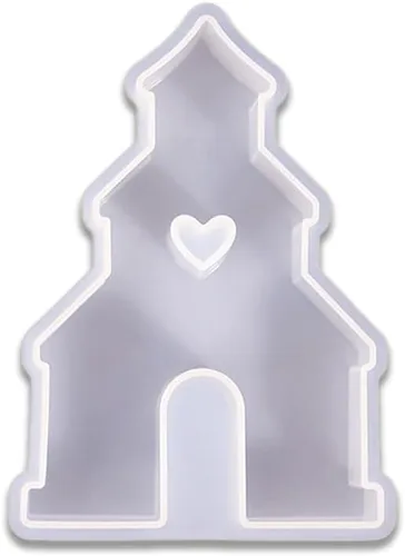 Molde de silicona Freshie de coche con forma de iglesia para hacer jabón aroma perlas coche Freshie, colgante, vela, resina