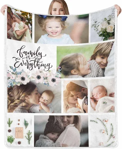 Miniatura 20 de D-Story Manta personalizada con fotos con cualquier texto - Mantas con imágenes personalizadas para Navidad, cumpleaños, regalos para parejas