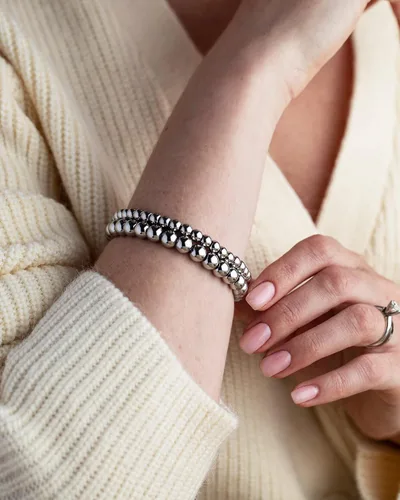 Miniatura 2 de Shiena Pulsera de cadena de bolas de cuentas de acero inoxidable quirúrgico con extensor