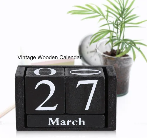 Miniatura 9 de Calendario de madera, bloque de calendario perpetuo europeo, bloque de escritorio, agenda anual, calendario mensual, fecha, escritorio, oficina