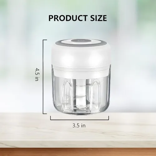 Miniatura 3 de Mini procesador eléctrico de alimentos y picadora de ajo, 8.5 fl oz recargable por USB, picadora inalámbrica de un solo toque con 3 cuchillas de 8.5