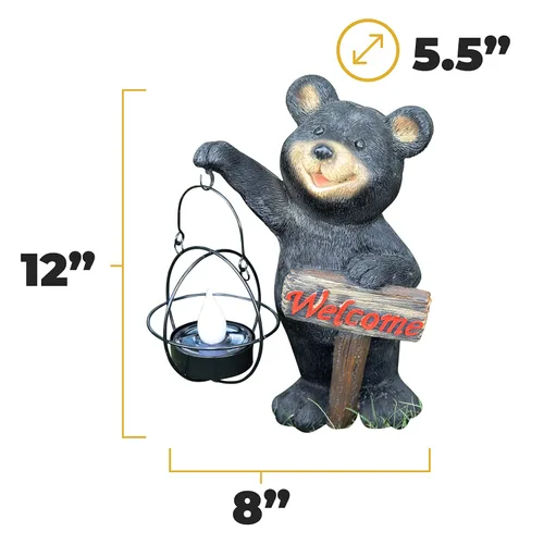Miniatura 4 de VP Home - Estatuas de jardín para exteriores, decoración de oso negro con letrero de bienvenida (Welcome), regalos para el hogar y el jardín - 12