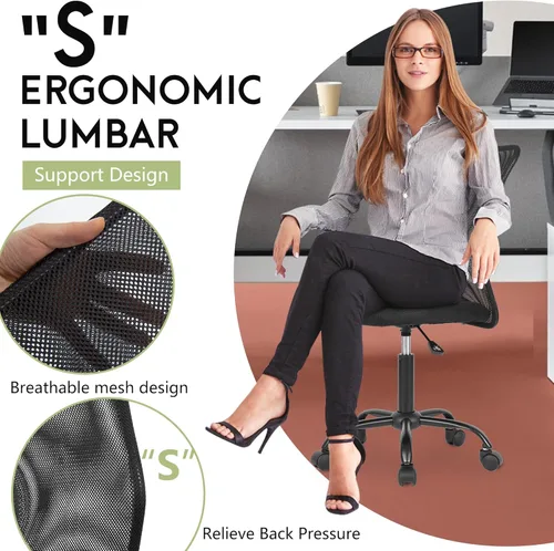 Miniatura 6 de Silla de escritorio ergonómica de malla para computadora, respaldo moderno ejecutivo, soporte para la espalda media, silla giratoria y basculante