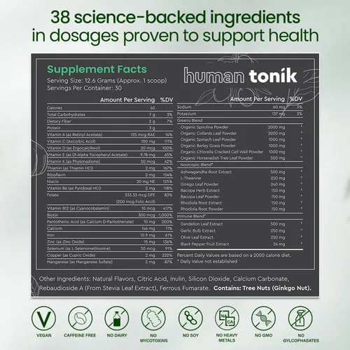 Miniatura 3 de Superalimento en polvo 100% natural de verduras – Suplemento diario con 38 superalimentos, vitaminas y minerales – Apoya la energía, el estrés