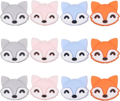 Miniatura 17 de 12 cuentas focales de silicona de animales para hacer llaveros con cuentas focales de ciervos para bolígrafos, pulseras de bricolaje, manualidades