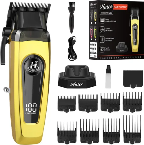 Miniatura 9 de Cortadora de pelo profesional para hombres, 11500 RPM, inalámbrica, con pantalla LED, batería de 2000 mAh, tiempo de ejecución de 150 minutos, hoja