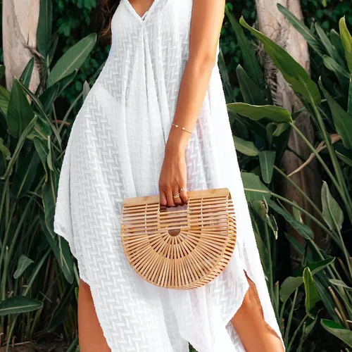 Miniatura 2 de Emprier Bolsas de bambú vintage para mujer, hechas a mano, bolsas de paja de verano, playa, bolsos de cesta