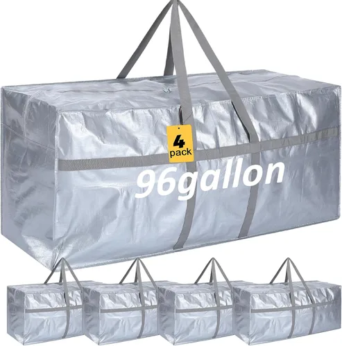Miniatura 47 de 4 Piezas Bolsas de Mudanza Grandes con Cremallera y Asas Bolsas de Lona Tipo Duffle Plegables de Almacenamiento Extra Resistentes Extra Grandes