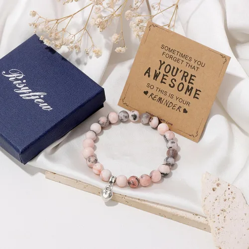 Miniatura 6 de Risyfjew Regalos para mujeres, pulseras curativas de piedra natural, regalos inspiradores para mejores amigas, hermana, mamá, niñas y ella
