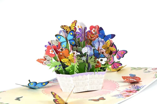 Miniatura 2 de Teabug Cards Cesta de coloridas mariposas emergentes, tarjeta de cumpleaños, tarjeta del día de la madre, tarjeta de recuperación, tarjeta