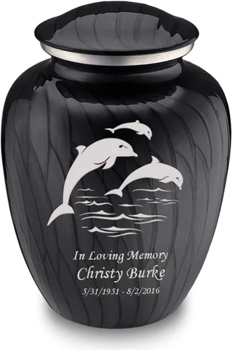 Miniatura 10 de Geturns Embrace - Urnas de cremación personalizadas de delfines para cenizas humanas, urna funeraria grande de color rojo brillante para mujeres