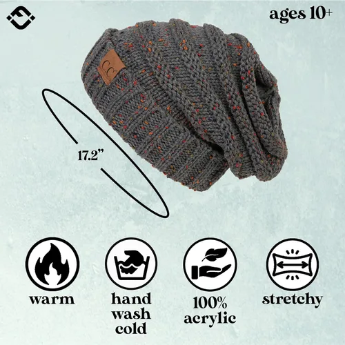 Miniatura 204 de Funky Junque Gorro de moda de punto trenzado de talla extragrande, grueso, abrigado, suave y holgado