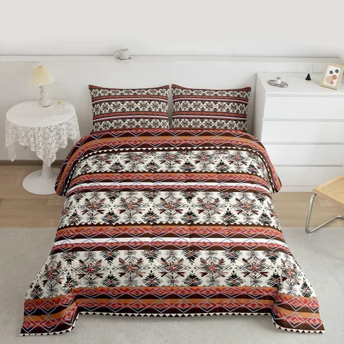 Miniatura 54 de Feelyou Juego de edredón geométrico del suroeste para niños y niñas, edredón nativo del suroeste, tamaño individual, juego de ropa de cama