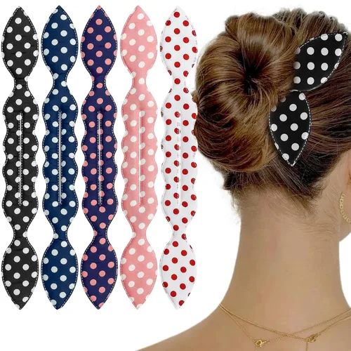 Miniatura 9 de 4 Piezas Creador de Moños Hábil Twist Francés Oreja de Conejo Retorcedor de Moños Flor Flexible Rápido Accesorios de Peinado para Mujeres Niñas