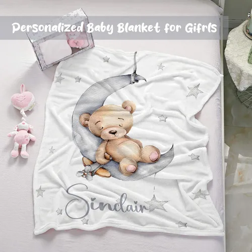 Miniatura 2 de Manta de bebé personalizada para niñas y niños, manta de bebé personalizada con nombre, mantas de regalo personalizadas súper suaves para niños