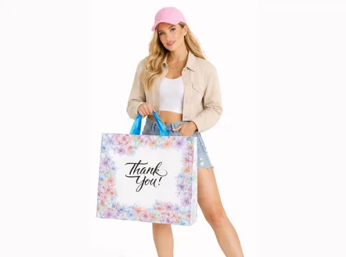 Miniatura 7 de Infinite Pack Bolsas grandes de mercancía de agradecimiento con asa de lazo, bolsa de boutique brillante, refuerzo inferior de 3 pulgadas y 3 mil