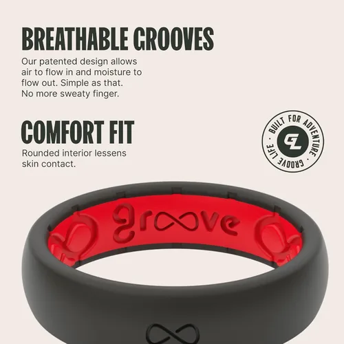 Miniatura 3 de Groove Life Anillo de boda de goma transpirable para mujer, diseño único, anillo de ajuste cómodo