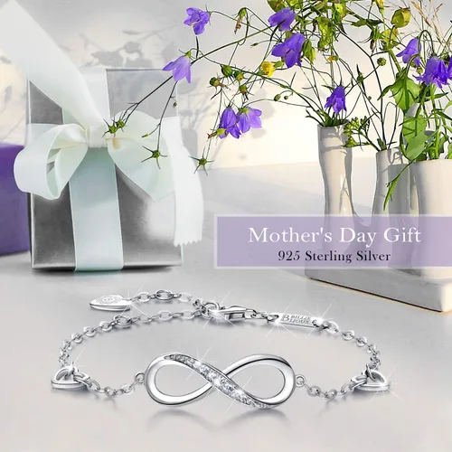Miniatura 3 de Billie Bijoux Pulsera ajustable de plata de ley 925 con símbolo de amor infinito infinito para mujer