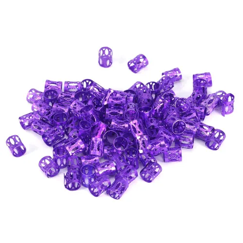Miniatura 5 de 100 piezas de cuentas trenzadas de metal, nuevas cuentas de rastas coloridas, anillos trenzados para el cabello, clips para cerraduras de temor