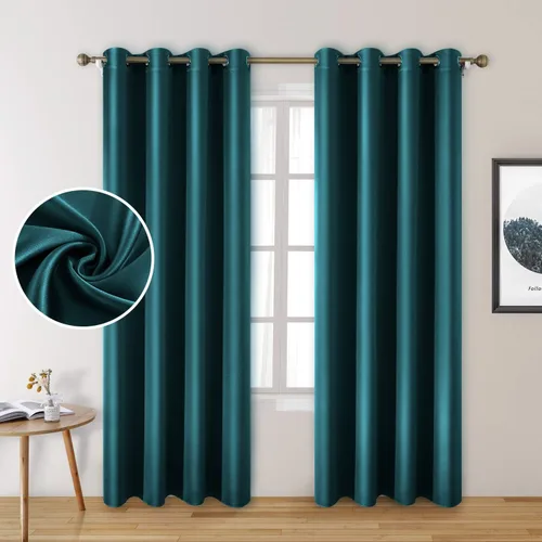 Miniatura 17 de HOMEIDEAS 2 paneles de cortina de seda sintética, cortinas opacas para dormitorio