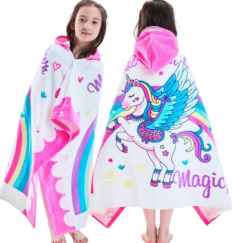 VOOVA & MOVAS Toallas para niños con capucha de 3 a 8 años, 30" x 50", suaves, gruesas, 100% algodón, absorbentes, envoltura grande, para cubrir,