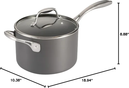 Miniatura 8 de Tramontina OnyxPro Cacerola Grande Antiadherente de Anodizado Duro de 4 Cuartos con Tapa de Vidrio, Apta para Horno