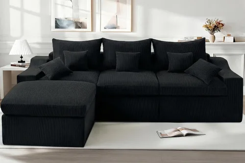 Miniatura 11 de HABUTWAY Sofá modular modular de 101 pulgadas con asiento profundo, moderno sofá convertible en forma de L, sofá tapizado con diván para sala