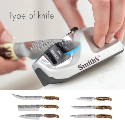 Miniatura 7 de Smith's 51023 Afilador de agarre con borde de diamante ajustable, color gris, afiladores gruesos y finos, compacto, base antideslizante estable