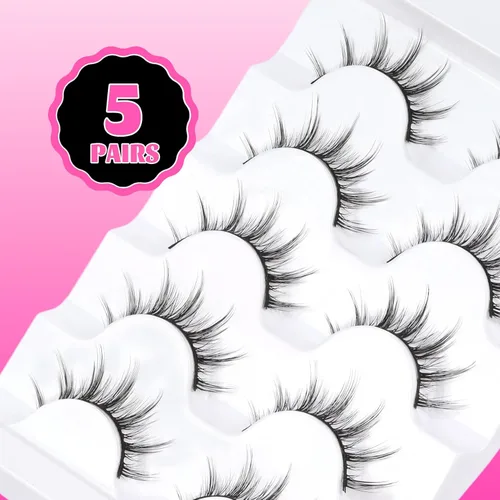 Miniatura 38 de Veleasha Pestañas postizas de manga puntiagudas, 100% hechas a mano, aspecto natural, pestañas postizas ligeras con banda transparente suave