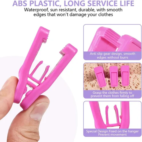 Miniatura 3 de KISEER Juego de 40 pinzas de plástico para colgar el bebé, juego de pinzas para colgar ropa de terciopelo (rosa)