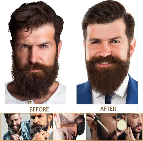 Miniatura 2 de Alisador de barba de lujo para hombres, cepillo iónico de barba calentado con LCD, 5 ajustes de temperatura, antiquemaduras, kit de alisador de pelo
