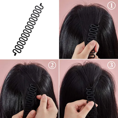 Miniatura 2 de WILLBOND 14 piezas de herramientas de trenzado de cabello, kit de accesorios de peinado con mini bandas de goma para cabello francés, herramienta