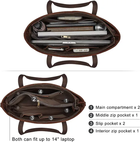 Miniatura 4 de S-ZONE Bolso bandolera vintage de cuero genuino para mujer