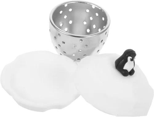 Miniatura 7 de Luxshiny Filtro de té de pingüino reutilizable de acero inoxidable para hojas sueltas más empinadas de 2.36 x 1.96 x 1.96 pulgadas, infusor