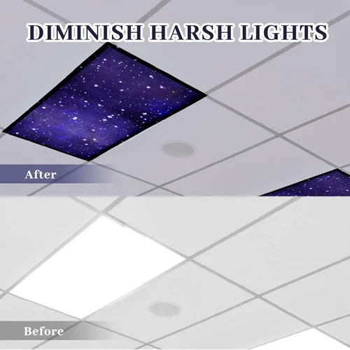 Miniatura 3 de Hortsun 6 piezas de cubiertas magnéticas de luz fluorescente, cubiertas magnéticas de luz de aula de 4 x 2 pies para sombra fluorescente